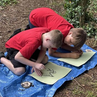 P7 Forest School - Charcoal Art - 13th June 2023
